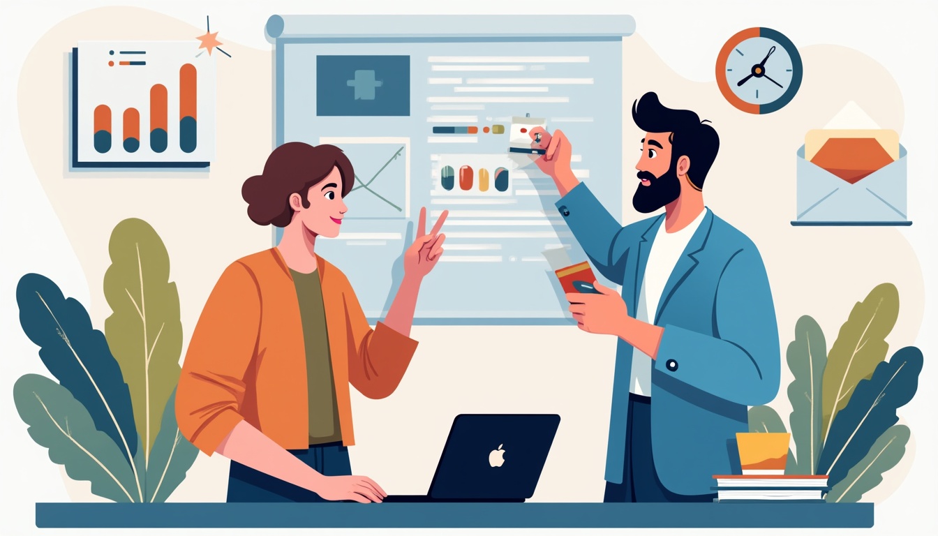 Ilustrație realizare website profesional cu elemente de design și cod