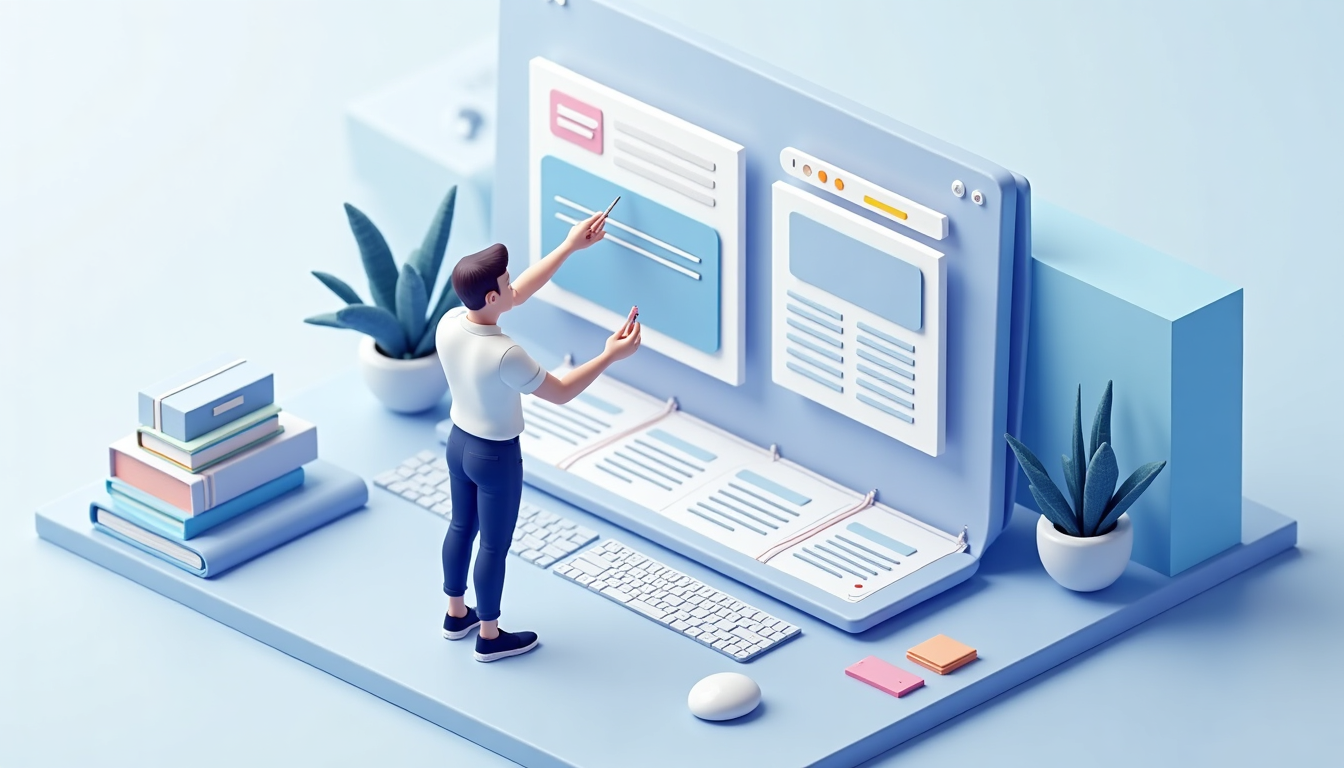 O pagină web de prezentare modernă afișată pe un laptop, simbolizând succesul online.